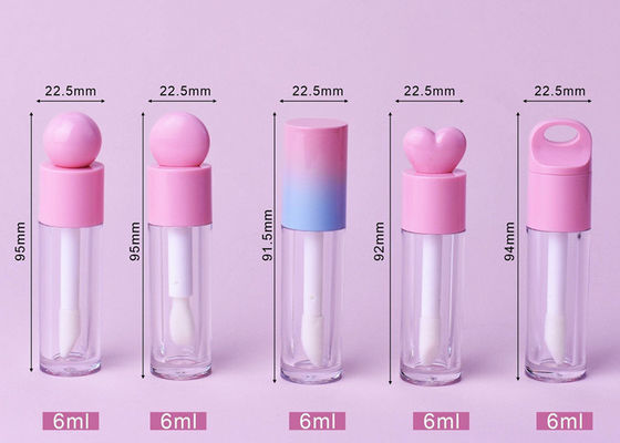 Keychain Hole Shape Cap 4ml 6ml Thick Round Lip Gloss Rod Tube Large Brush Lip Gloss Bottle