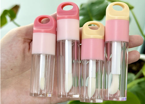 Keychain Hole Shape Cap 4ml 6ml Thick Round Lip Gloss Rod Tube Large Brush Lip Gloss Bottle