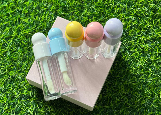 Spherical Cap 6ml Large Brush Lip Gloss Bottle Cute Round Cosmetic Lip Gloss Stick Tube Empty Lip Oil Container