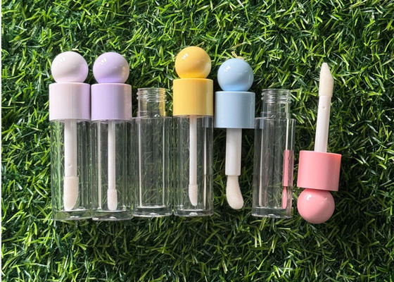 Spherical Cap 6ml Large Brush Lip Gloss Bottle Cute Round Cosmetic Lip Gloss Stick Tube Empty Lip Oil Container