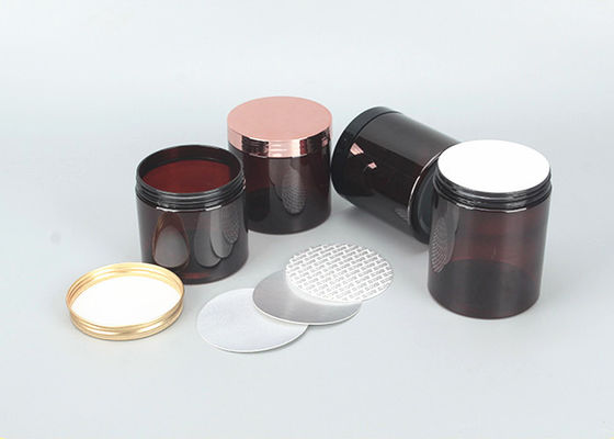 Cosmetic Food Packaging 100ml 150ml 200ml 250ml 300ml 500ml 1000ml Amber Black Pet Plastic Cosmetic Cream Jar with aluminum Lid