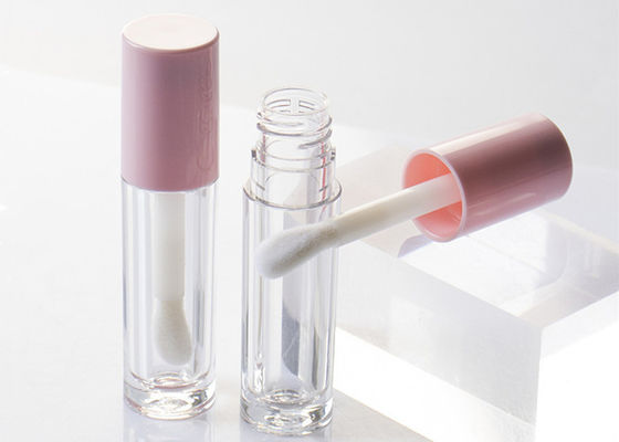 Tubo transparente de congelación cosmética 4.5 ml Tubo redondo de marca privada de brillo labial con cepillo grande