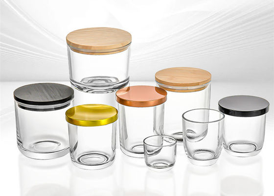 U forma 4oz 6oz 8oz 10oz 12oz vacío cristal claro y perfumado botellas de velas con tapa de madera