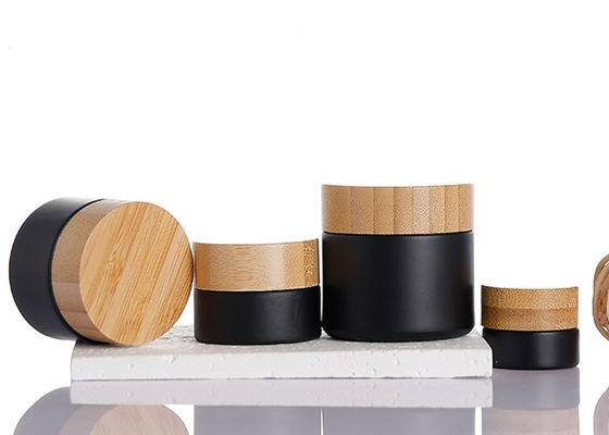 15g 20g 30ml 50g 100ml Negro claro Ámbar Verde Cosmético mantequilla para el cuerpo Crema de vidrio con tapa de bambú