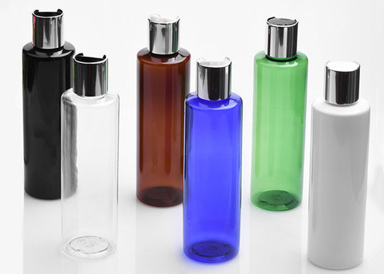 200 ml Logotipo personalizado Ambar claro Negro Cuidado de la piel Botella de plástico con tapa